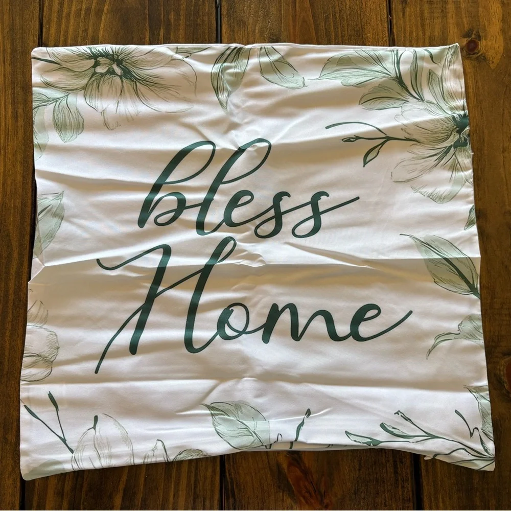 White & Sage Green Floral Decorative Pillow Cover